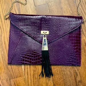 Dark Purple Faux Leather Crocodile Print Purse